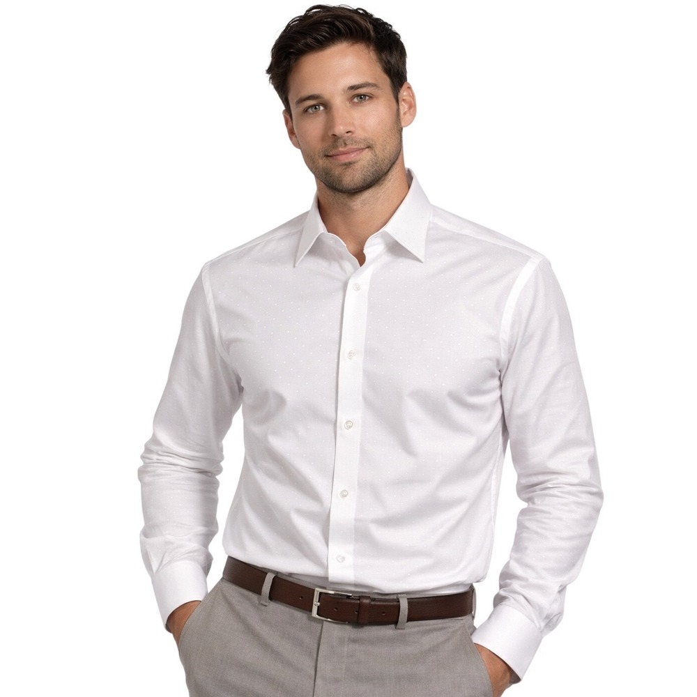 J.Crew Shirt Mens Large White Polka Dots Cotton Casual Everyday Wear Button Up